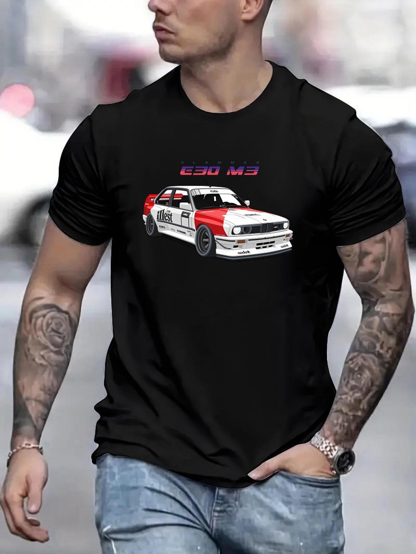 BMW E30 Car Print T Shirt