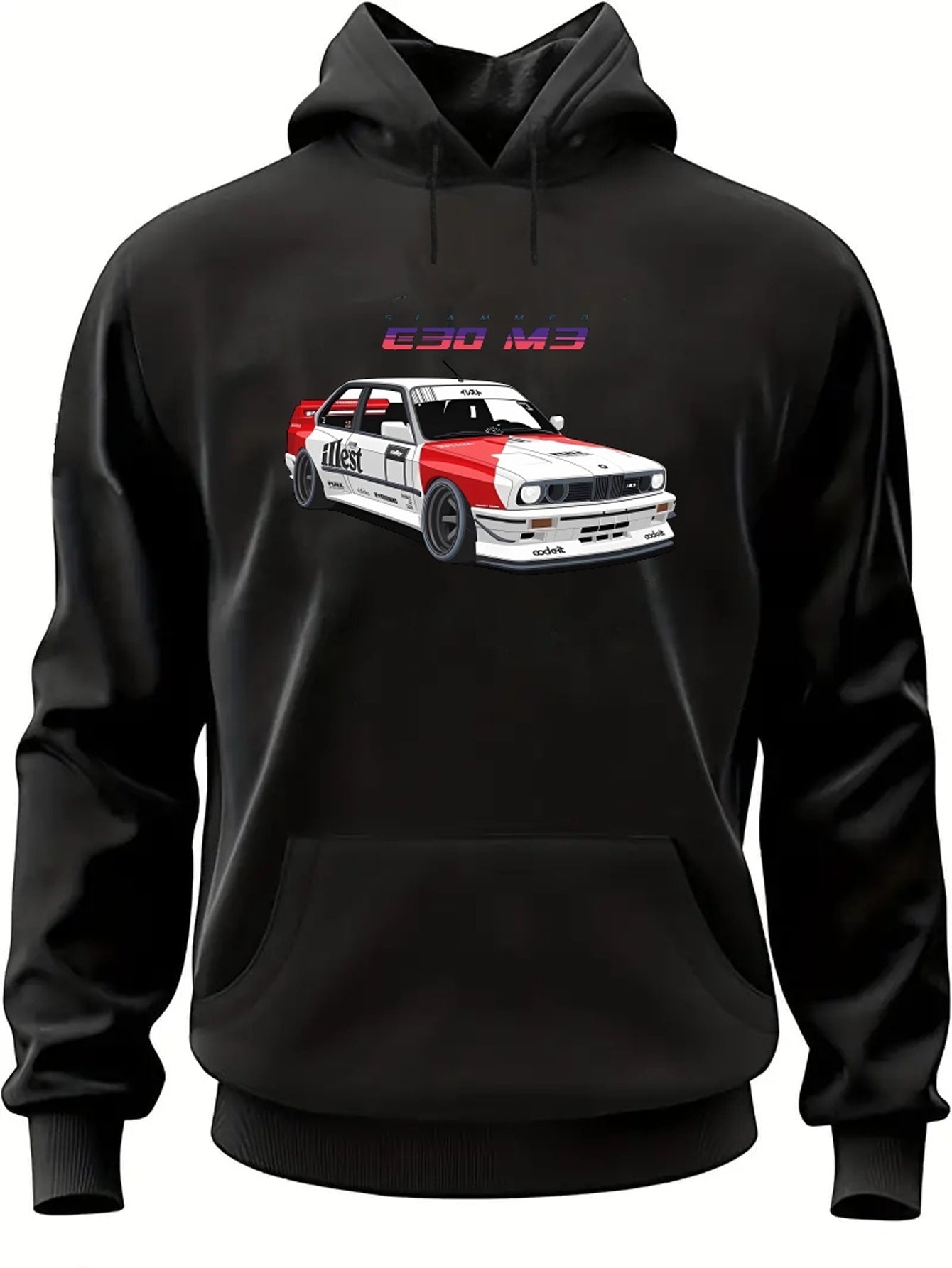 BMW E30 Print Men's Hoodie, Casual Long Sleeve